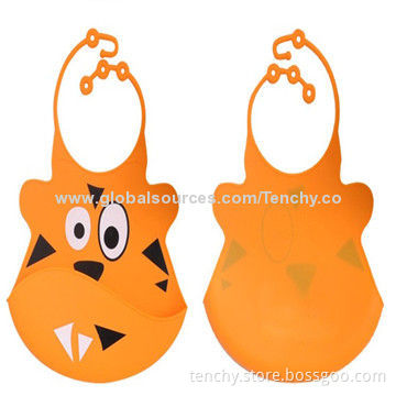 Babies' Feeding Bibs, Made of Silicone Material, Good Texture, Bright Color, Never Fade